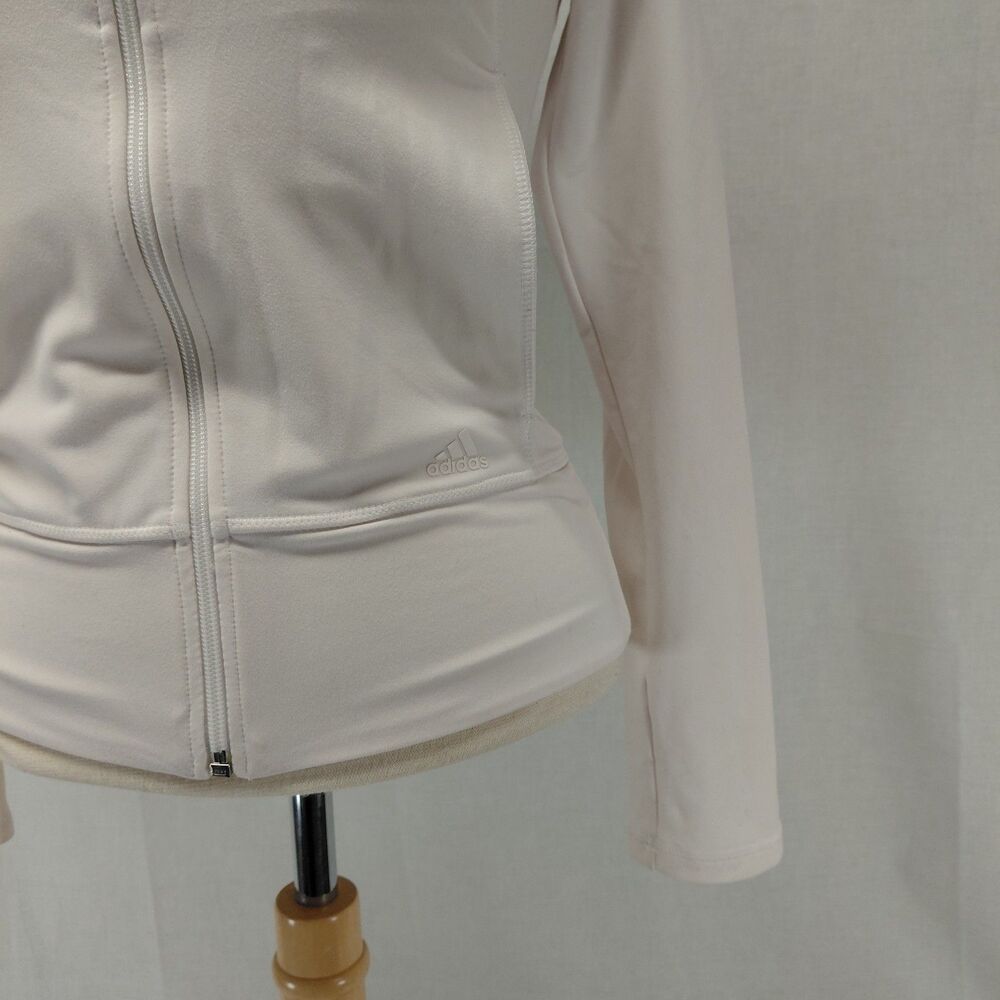 Adidas Fitted LS Zip Front Athleisure Jacket off-white Sz XS - Picture 5 of 10